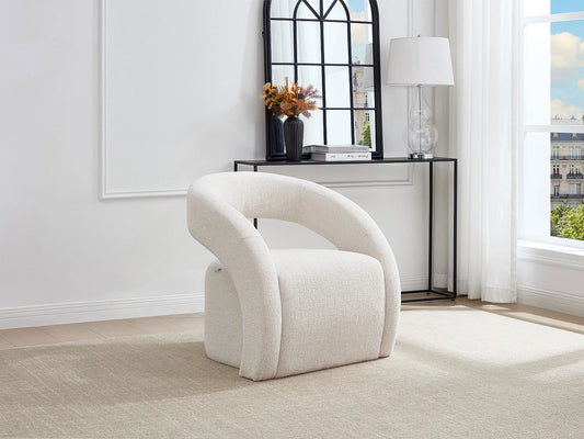 Fauteuil Japandi Chenille Beige Zen - Luciota