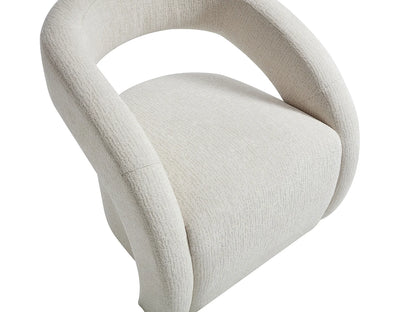 Fauteuil Japandi Chenille Beige Zen - Luciota