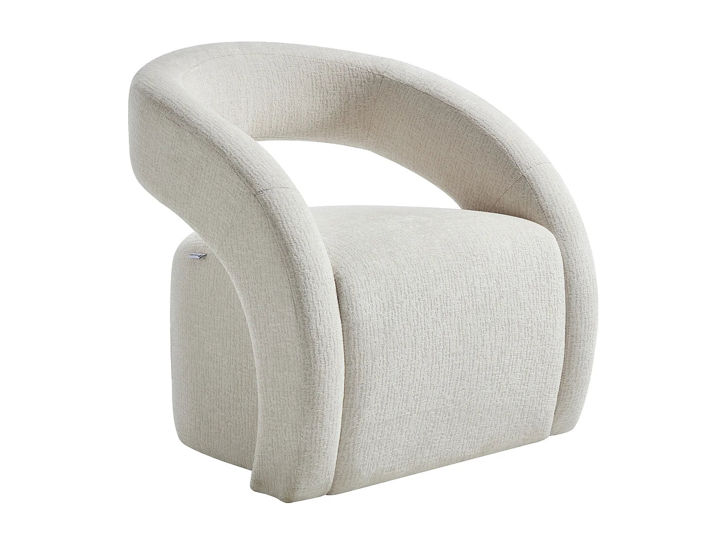 Fauteuil Japandi Chenille Beige Zen - Luciota