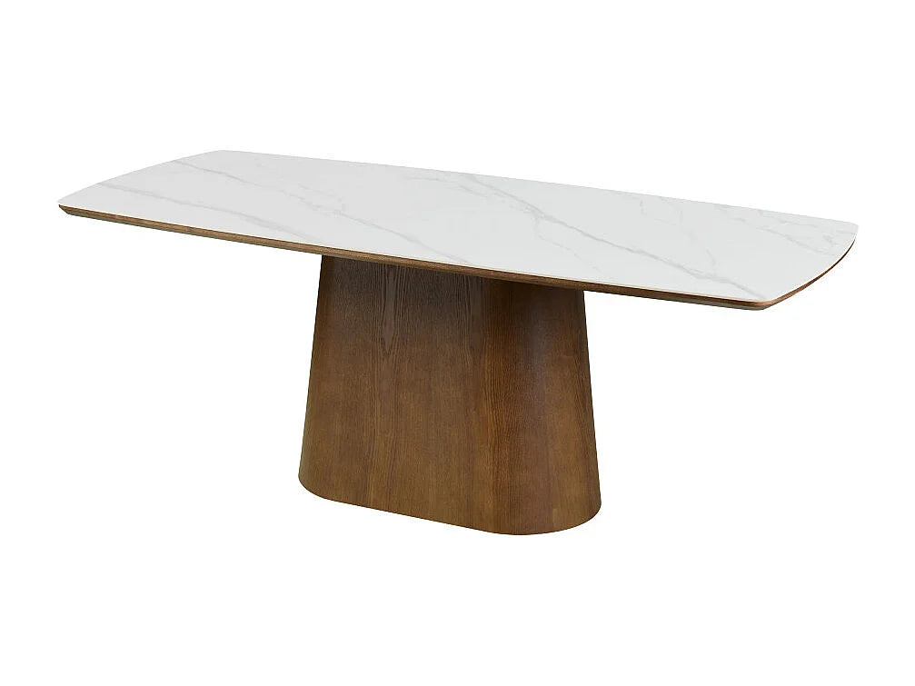 Table Reno Japandi Effet Marbre Bois Foncé - Reno