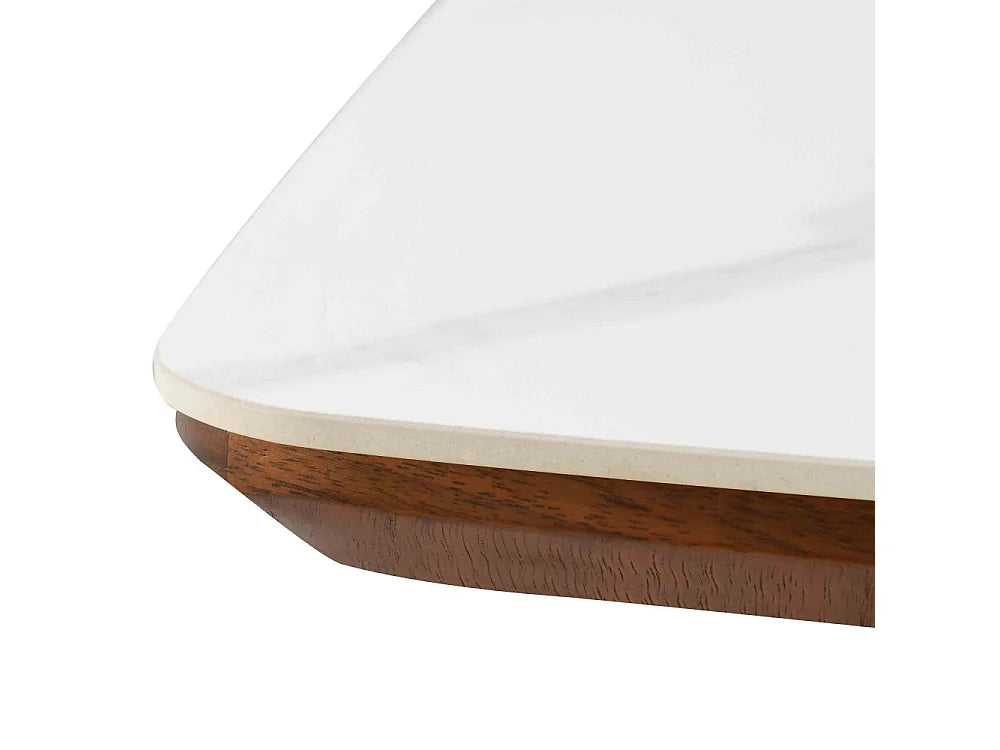 Table Reno Japandi Effet Marbre Bois Foncé - Reno