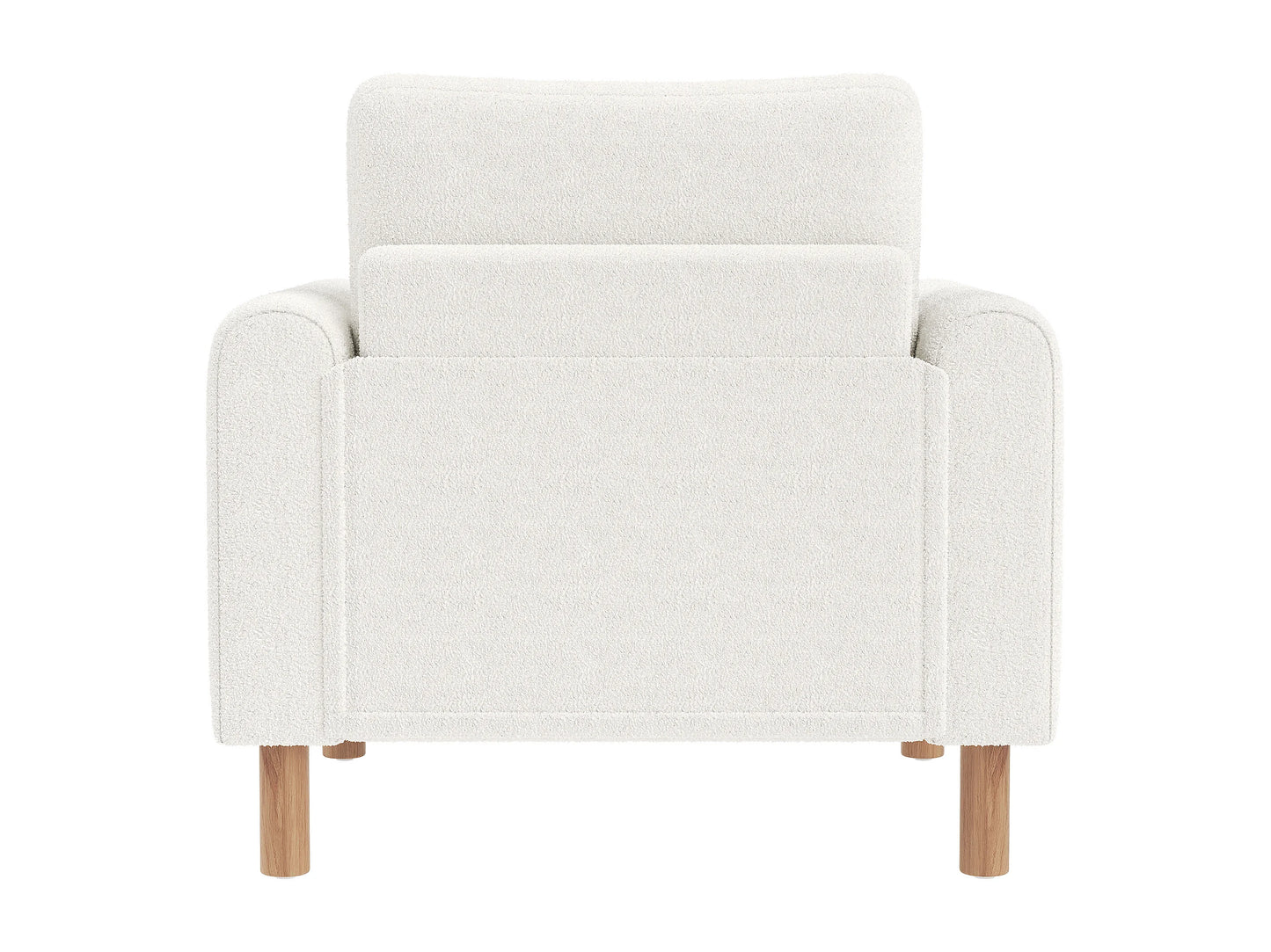 Fauteuil Japandi Velours Blanc Coussin Épais - Moderne