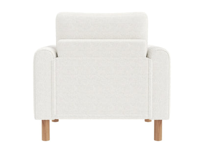 Fauteuil Japandi Velours Blanc Coussin Épais - Moderne