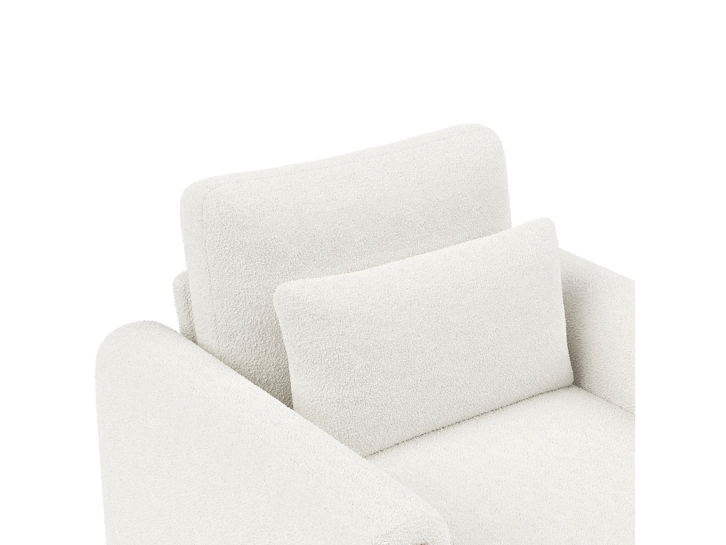 Fauteuil Japandi Velours Blanc Coussin Épais - Moderne