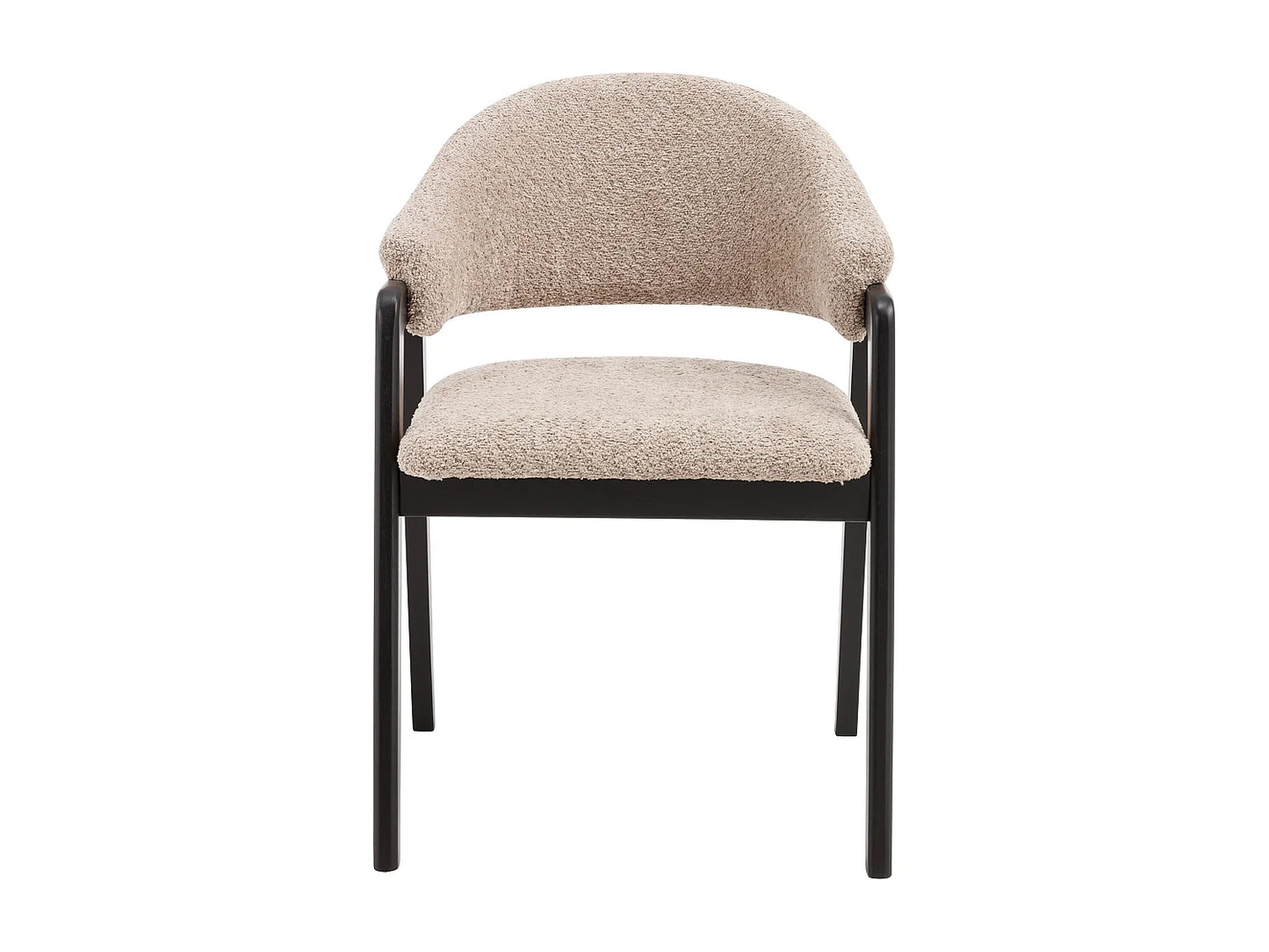 Chaise Accoudoirs Japandi Bouclette Taupe Noir - Soluna