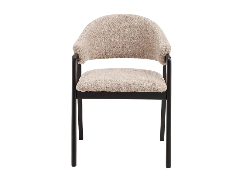 Chaise Accoudoirs Japandi Bouclette Taupe Noir - Soluna