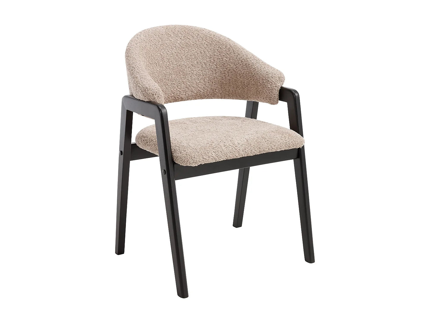 Chaise Accoudoirs Japandi Bouclette Taupe Noir - Soluna