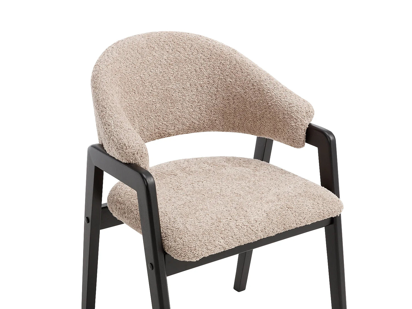 Chaise Accoudoirs Japandi Bouclette Taupe Noir - Soluna