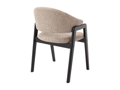 Chaise Accoudoirs Japandi Bouclette Taupe Noir - Soluna
