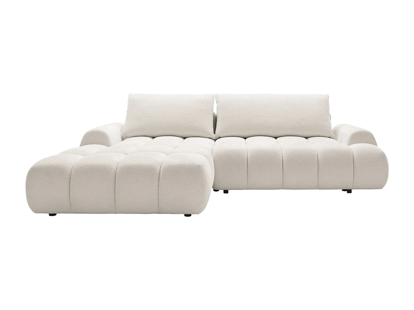 Canapé-lit Japandi d'Angle Chenille Beige - Farneta