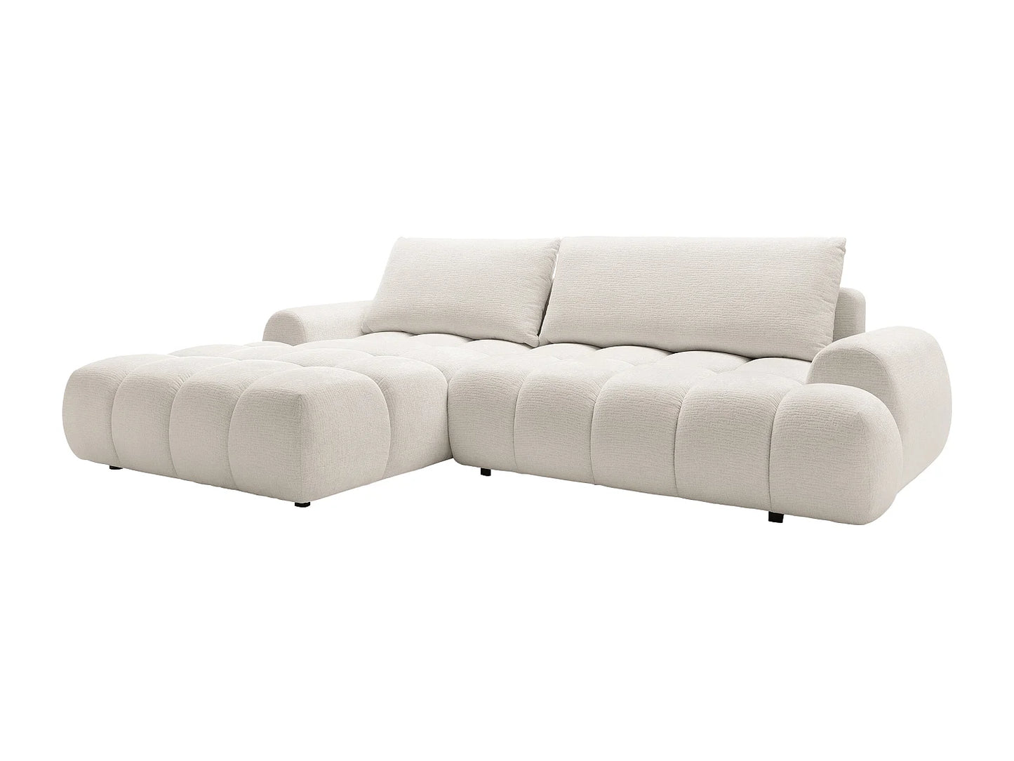 Canapé-lit Japandi d'Angle Chenille Beige - Farneta