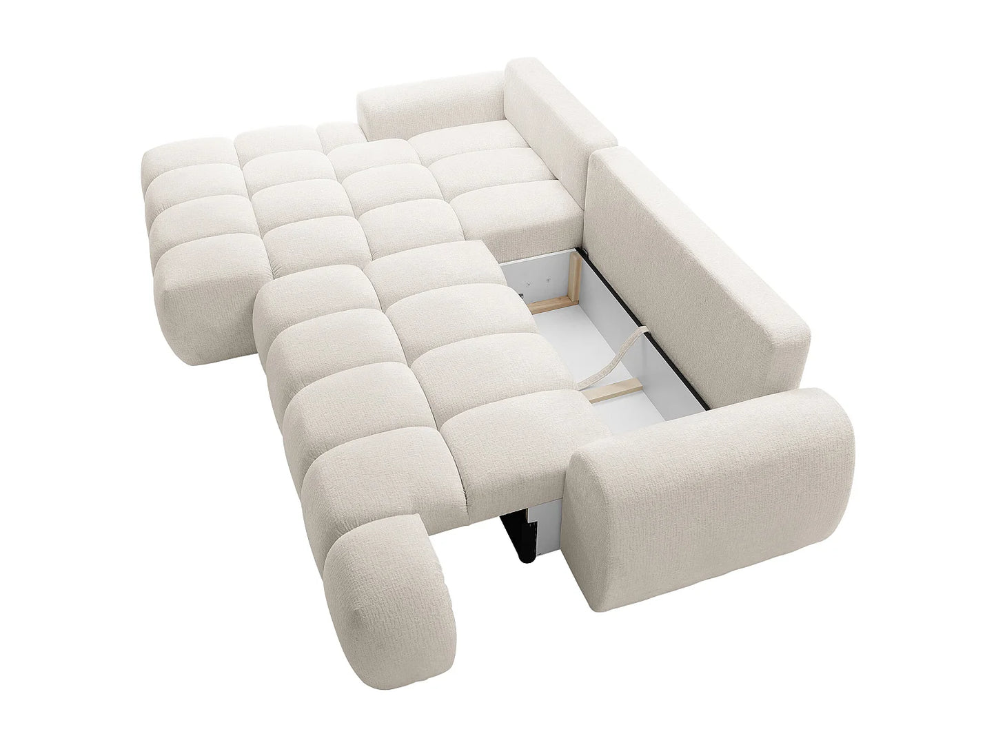 Canapé-lit Japandi d'Angle Chenille Beige - Farneta