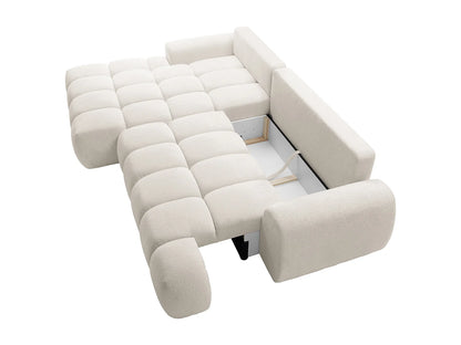 Canapé-lit Japandi d'Angle Chenille Beige - Farneta