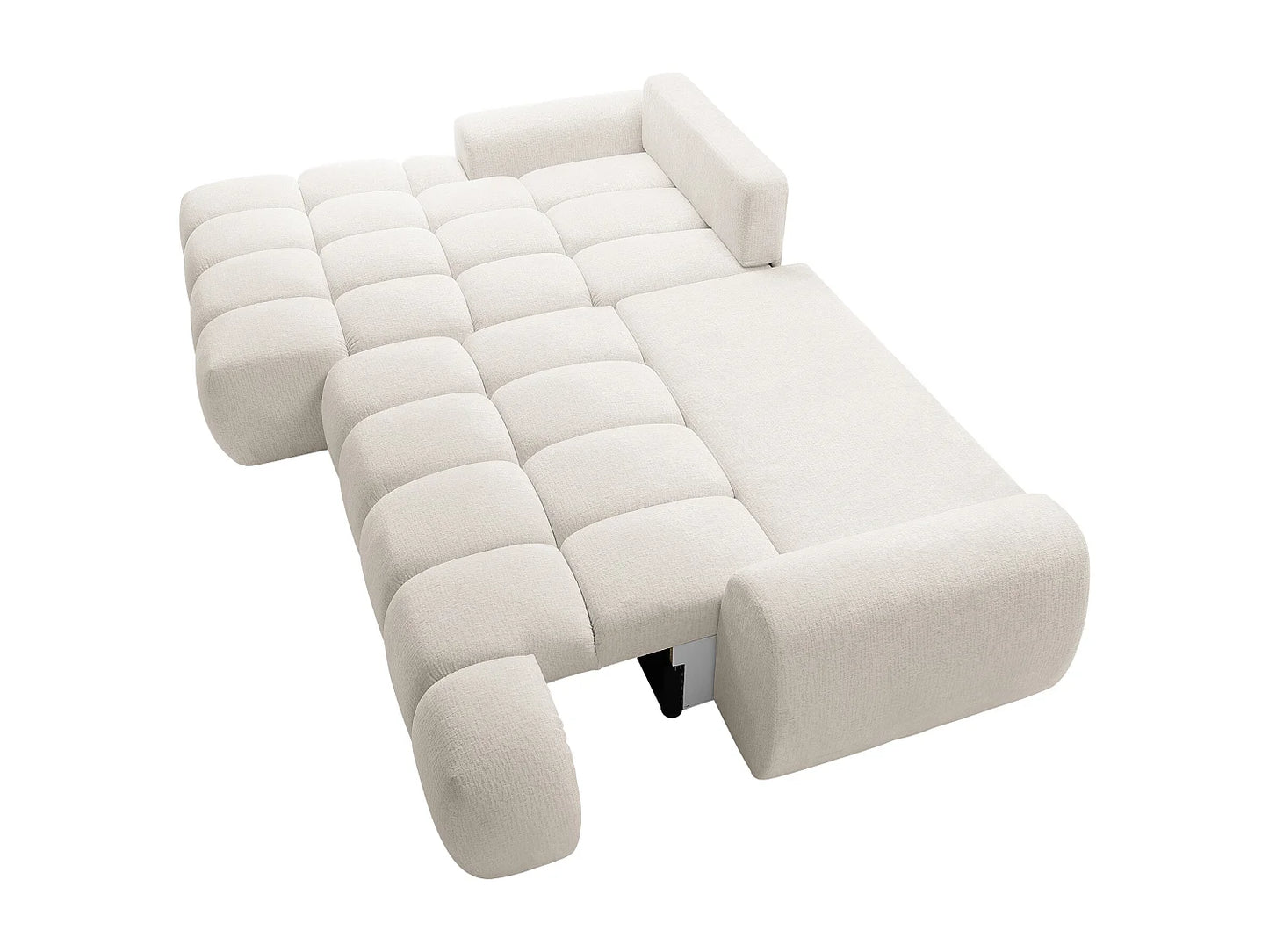 Canapé-lit Japandi d'Angle Chenille Beige - Farneta