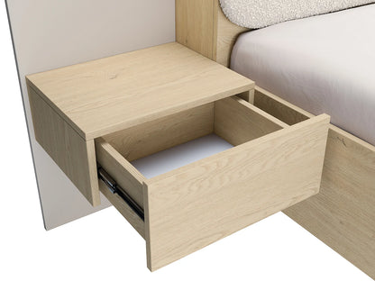 Lit Coffre Japandi Chevets Leds Naturel - Lyorima