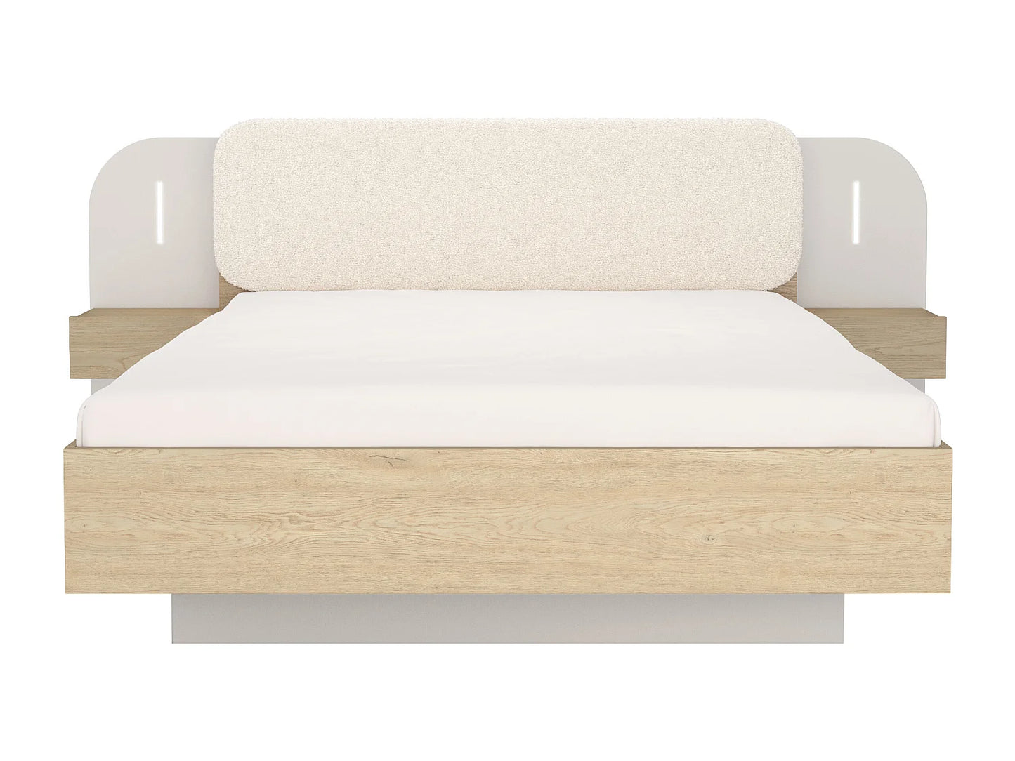Lit Coffre Japandi Chevets Leds Naturel - Lyorima