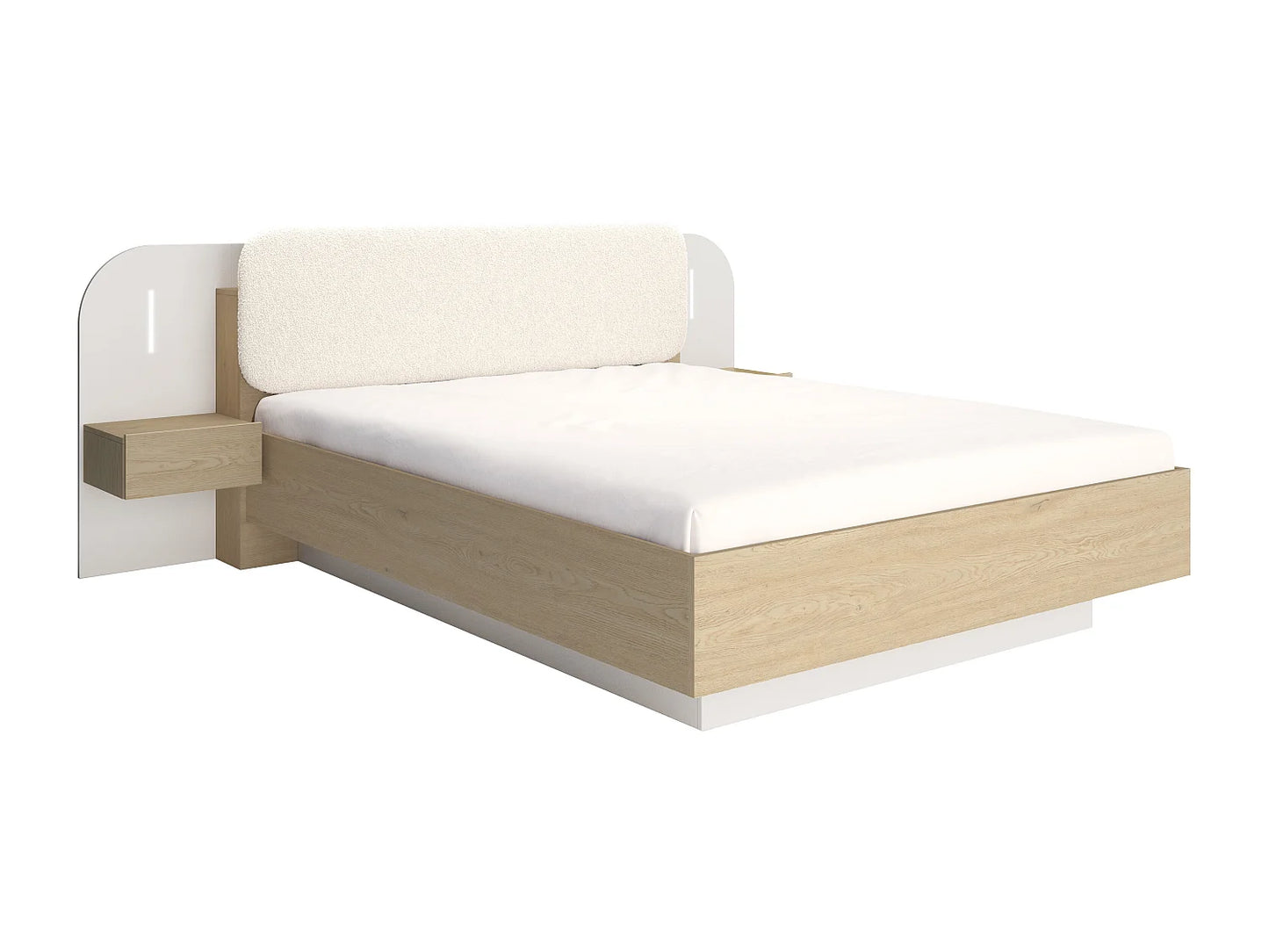 Lit Coffre Japandi Chevets Leds Naturel - Lyorima
