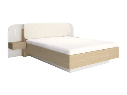 Lit Coffre Japandi Chevets Leds Naturel - Lyorima