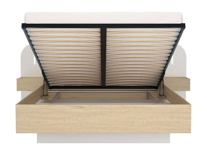 Lit Coffre Japandi Chevets Leds Naturel - Lyorima