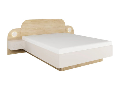 Lit Coffre Japandi Chevets Leds Beige - Dartagno