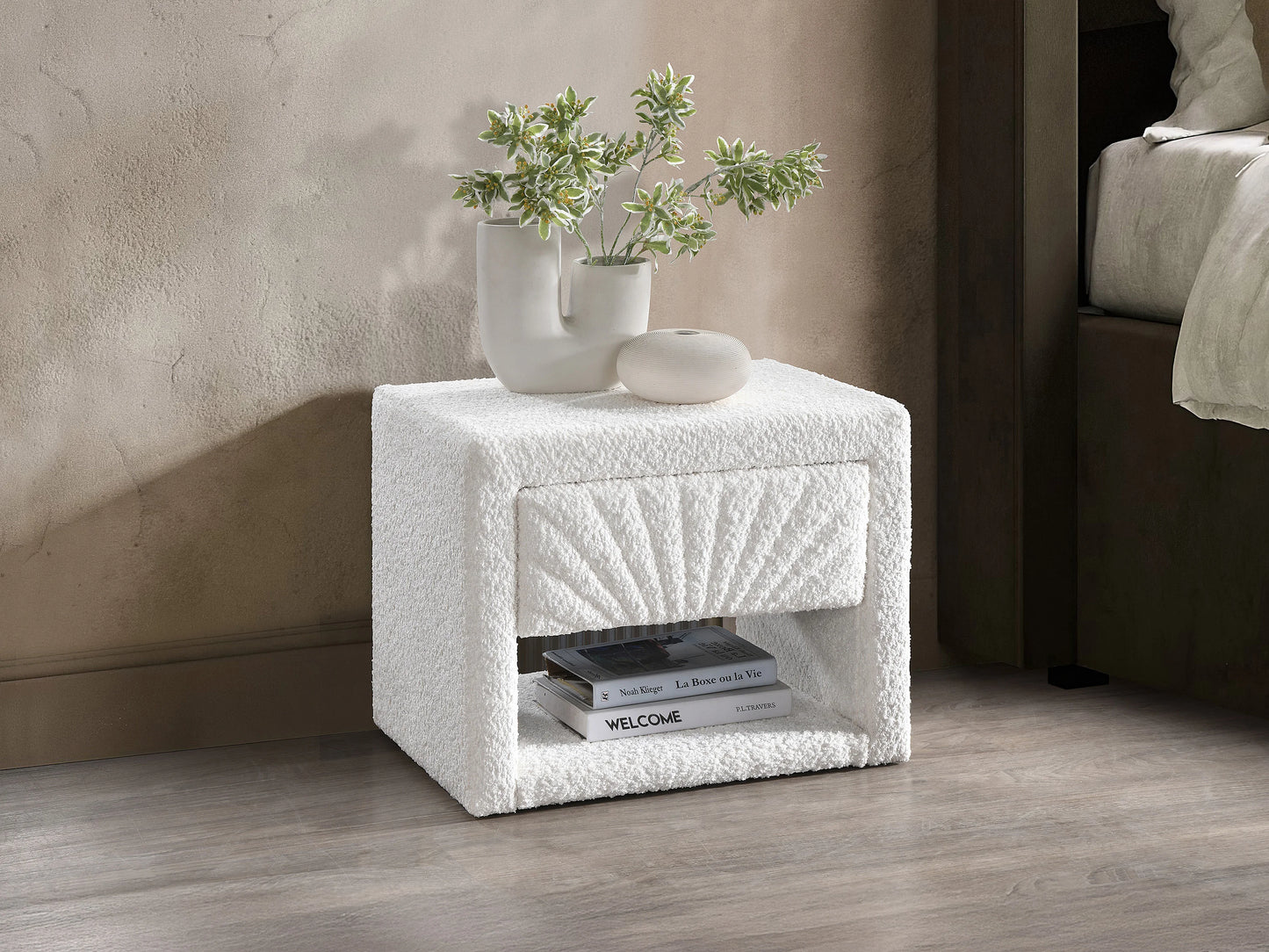 Duo Chevets Japandi Bouclette Blanc Niche - Ulami