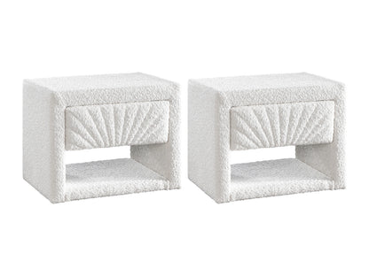Duo Chevets Japandi Bouclette Blanc Niche - Ulami