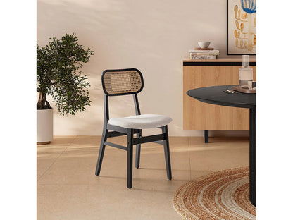 Pack 2 Chaises Japandi Mouton Et Rotin - Boira