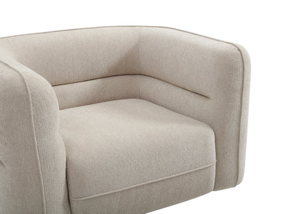 Fauteuil Japandi Chenille Beige Douceur - Taliena
