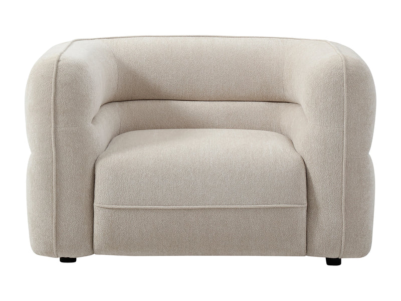 Fauteuil Japandi Chenille Beige Douceur - Taliena
