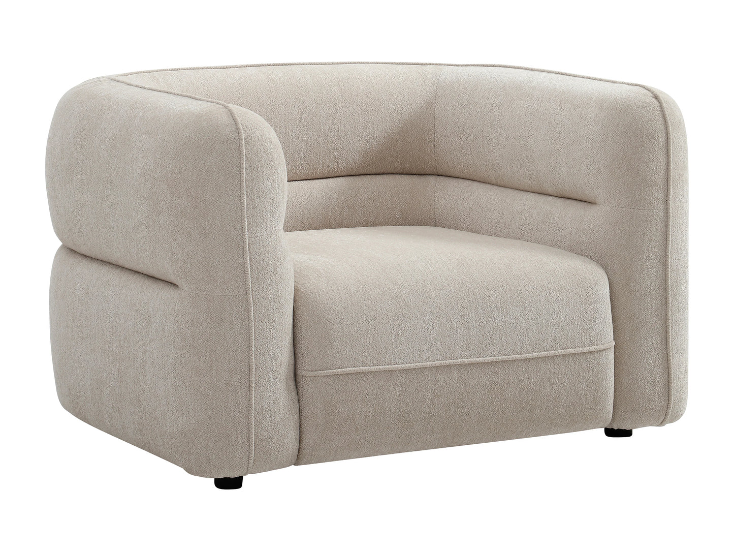 Fauteuil Japandi Chenille Beige Douceur - Taliena