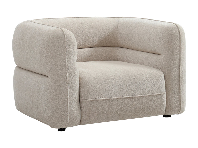 Fauteuil Japandi Chenille Beige Douceur - Taliena