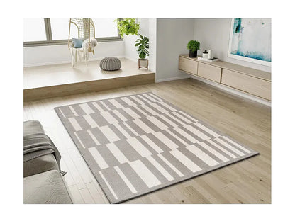 Tapis Japandi Géométrique Gris Blanc - Baresa