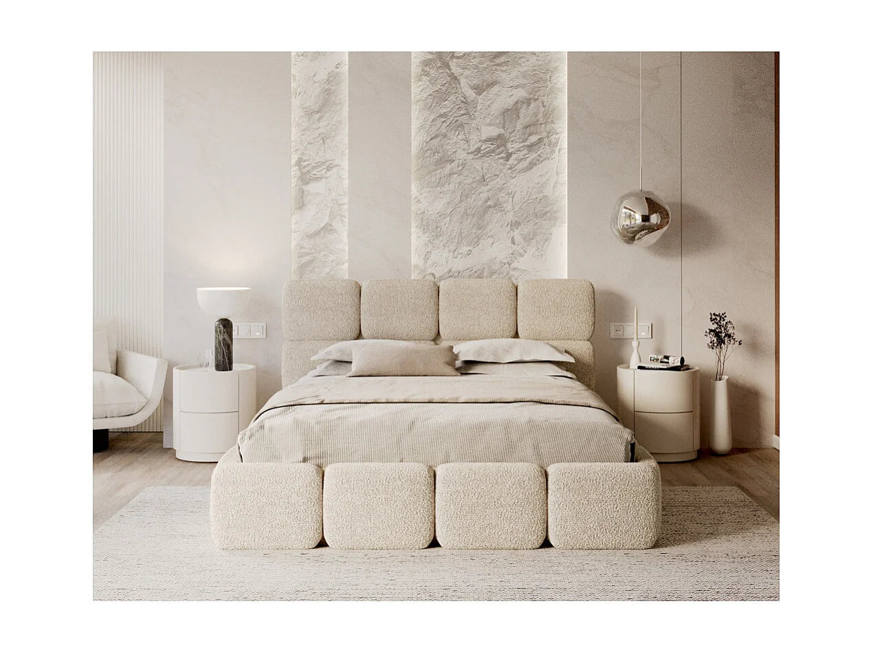 Lit Coffre Japandi Sommier Relevable Beige - Delicato
