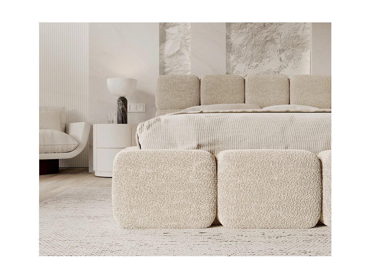 Lit Coffre Japandi Sommier Relevable Beige - Delicato