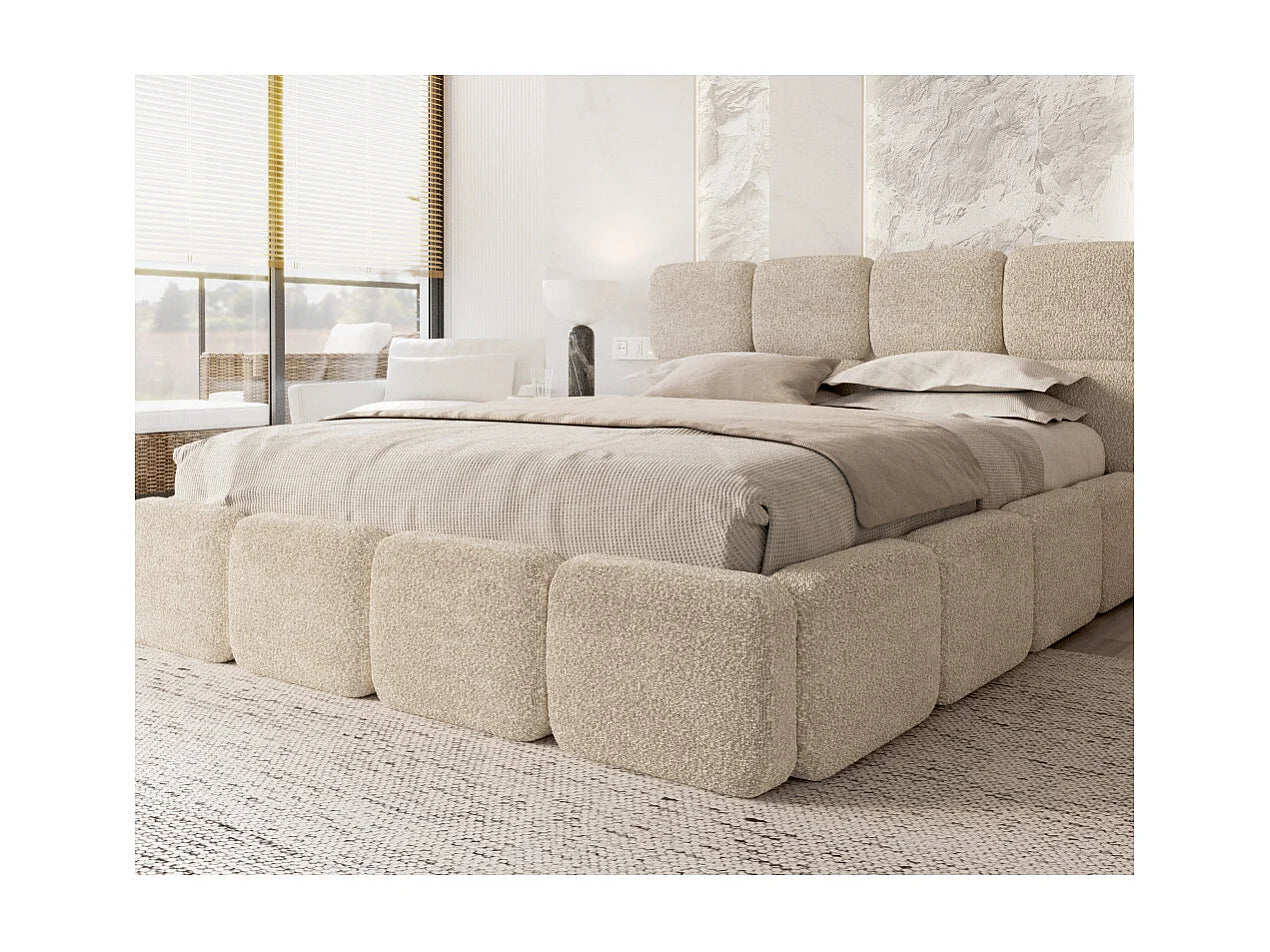Lit Coffre Japandi Sommier Relevable Beige - Delicato