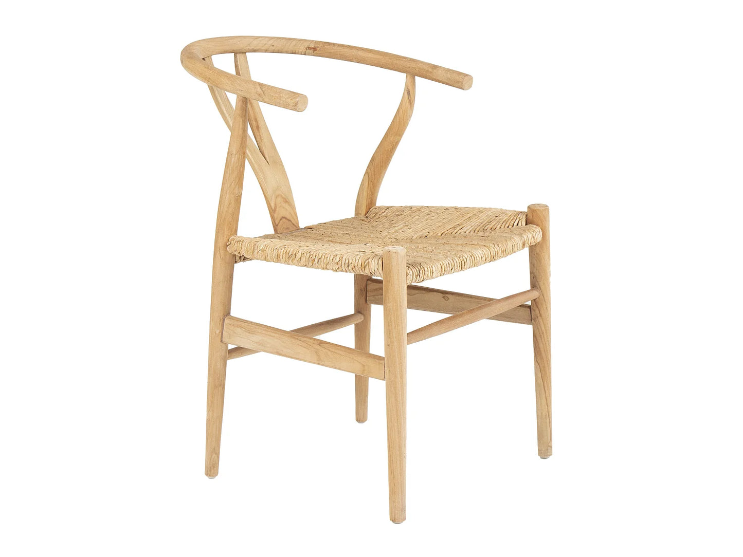 Lot De 2 Chaises Japandi Teck Et Paille - Pogiana