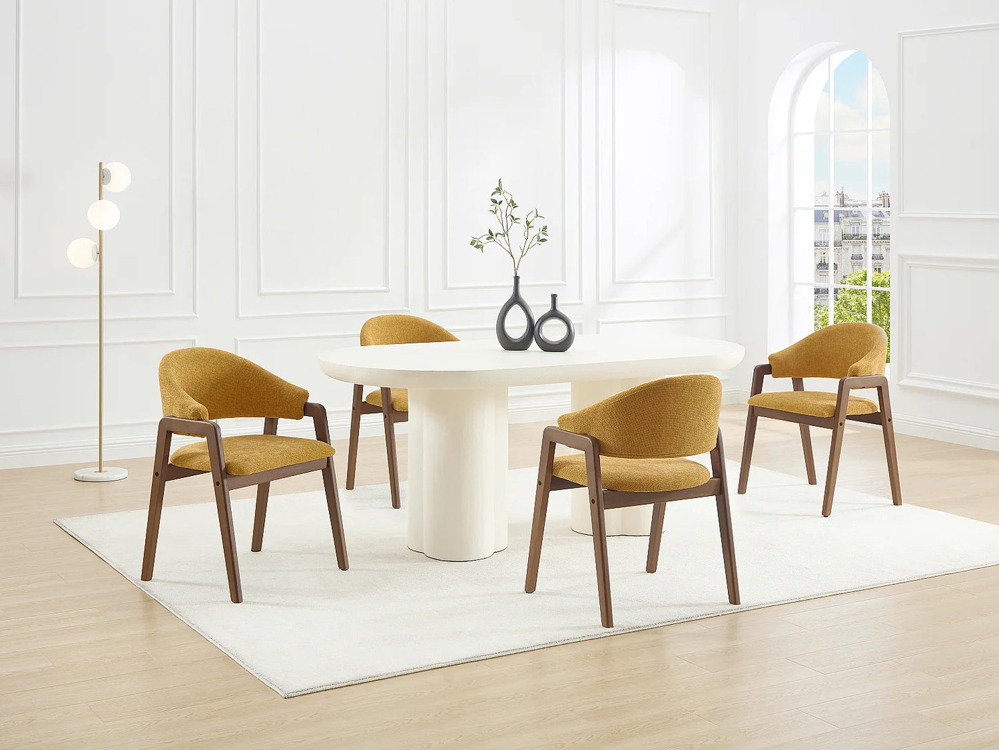 Chaise Accoudoirs Japandi Jaune Naturel Foncé - Soluna