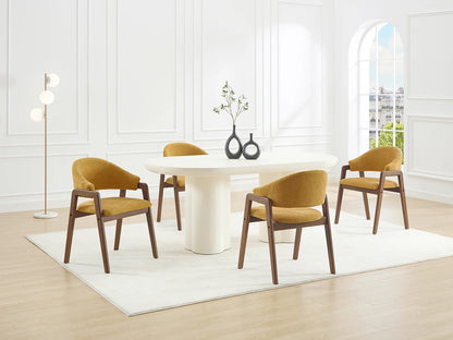Chaise Accoudoirs Japandi Jaune Naturel Foncé - Soluna
