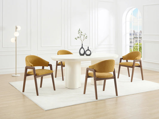 Chaise Accoudoirs Japandi Jaune Naturel Foncé - Soluna