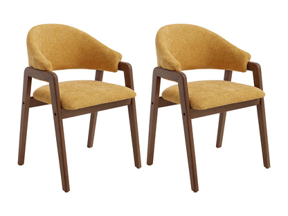 Chaise Accoudoirs Japandi Jaune Naturel Foncé - Soluna