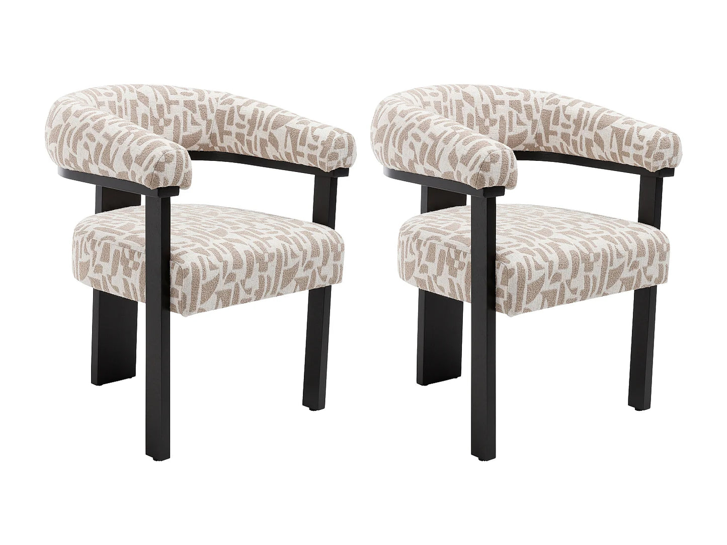 Lot 2 Chaises Japandi Texture Bicolore Noir - Livelia
