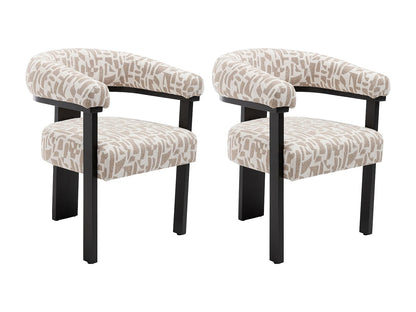 Lot 2 Chaises Japandi Texture Bicolore Noir - Livelia