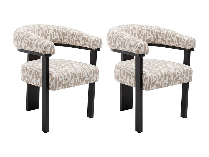 Lot 2 Chaises Japandi Texture Bicolore Noir - Livelia