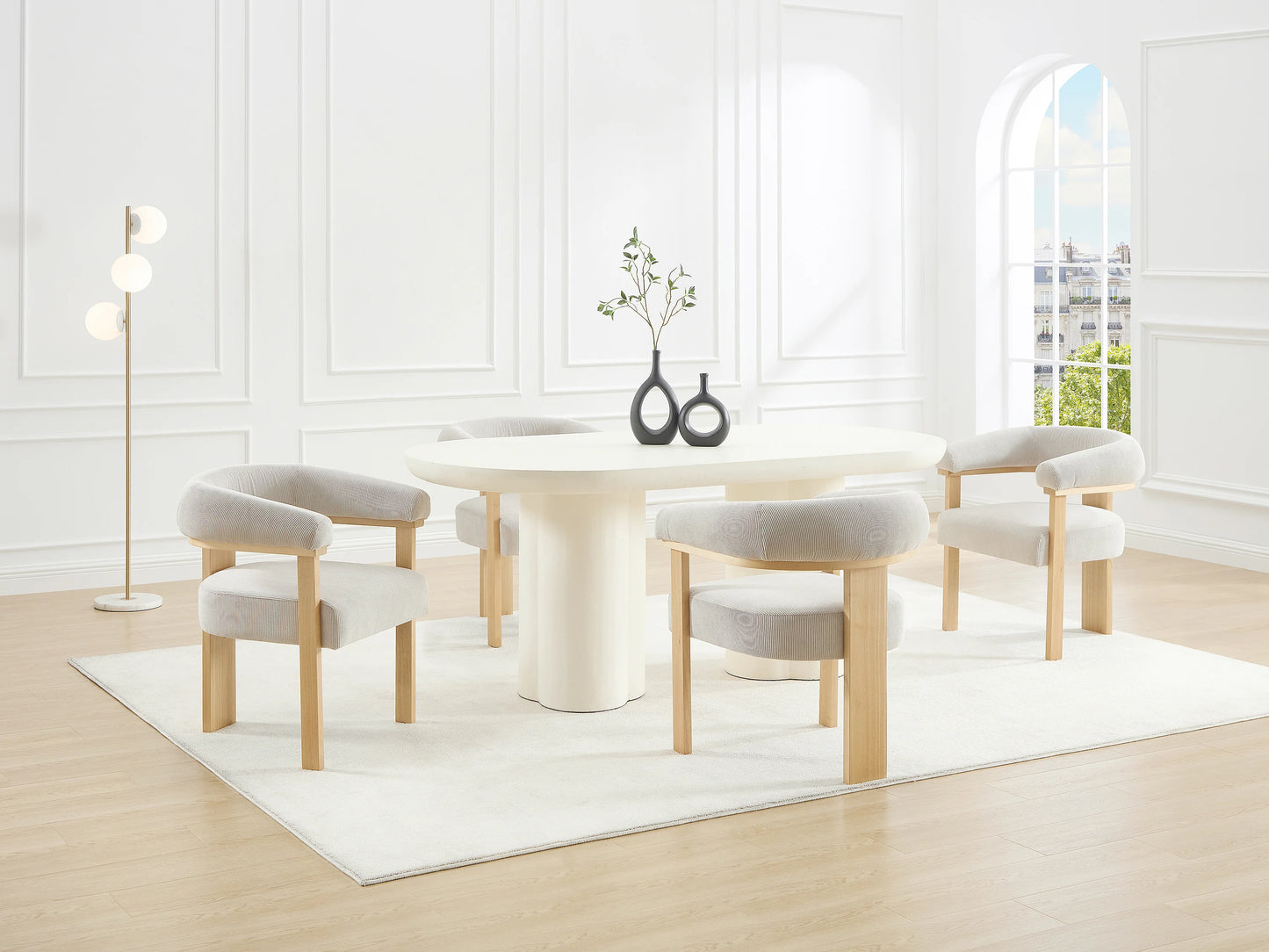 Lot De 2 Chaises Japandi Velours Côtelé Beige - Livelia