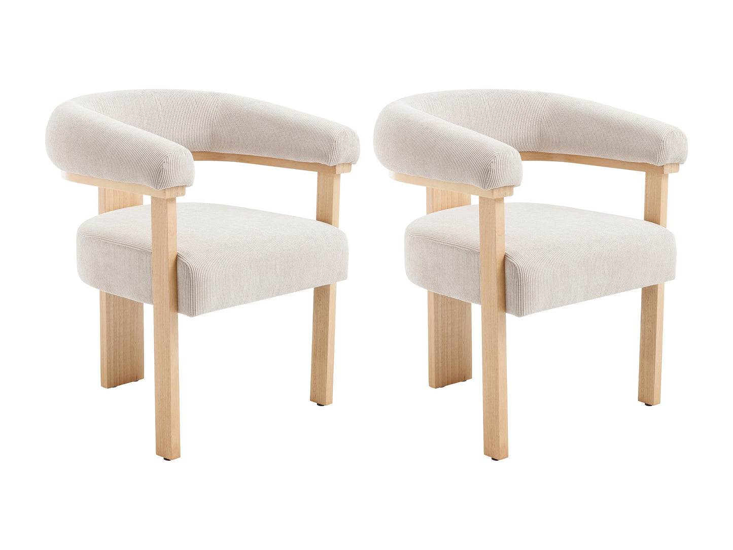 Lot De 2 Chaises Japandi Velours Côtelé Beige - Livelia