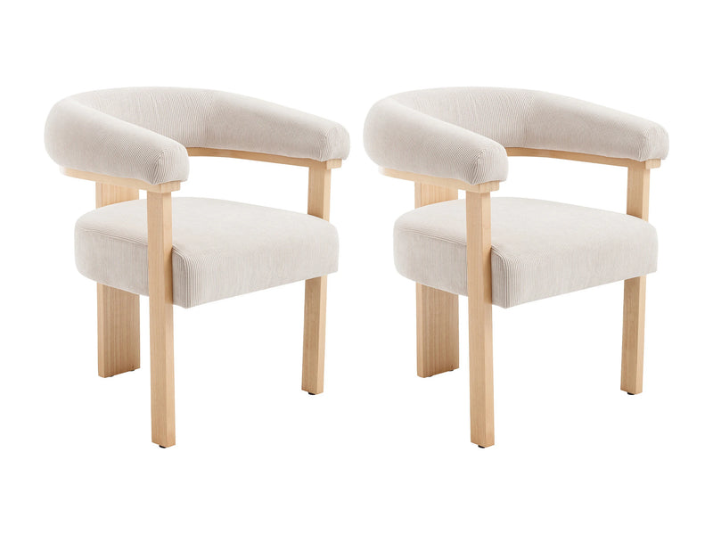 Lot De 2 Chaises Japandi Velours Côtelé Beige - Livelia