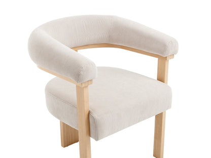 Lot De 2 Chaises Japandi Velours Côtelé Beige - Livelia