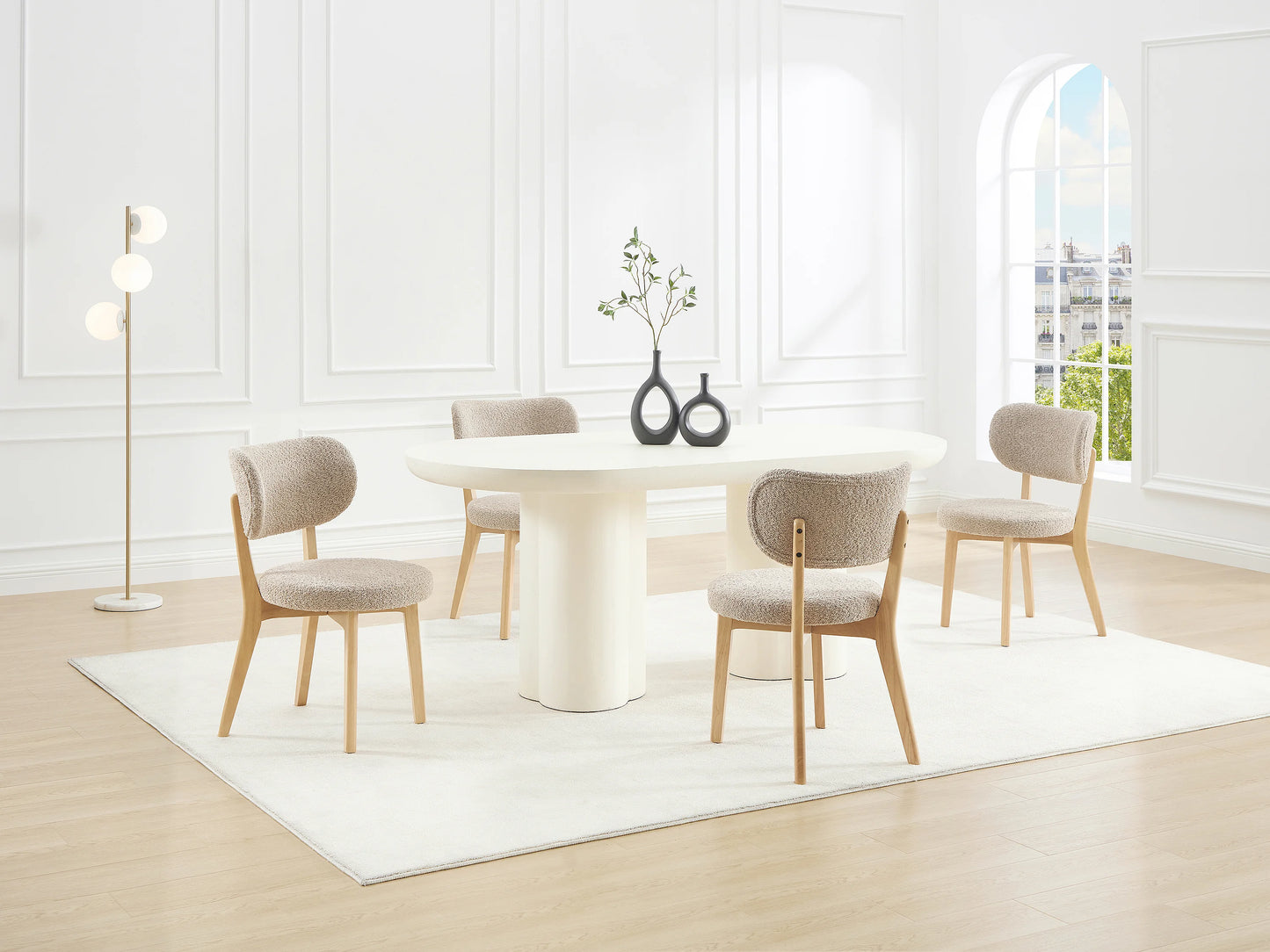 Duo Chaises Japandi Bouclette Teinte Taupe - Toriel