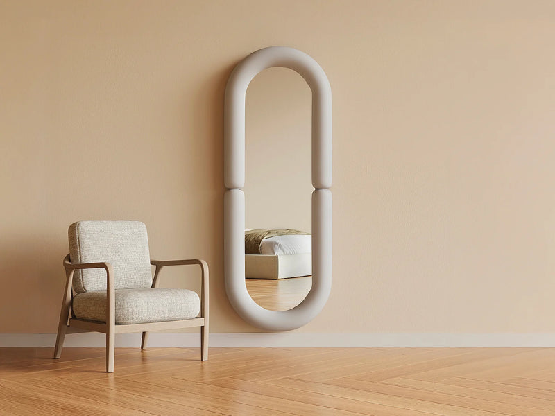 Miroir Ovale Japandi Paulownia Crème - Sindra