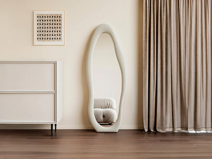 Miroir Organique Japandi Velours Crème - Lavina